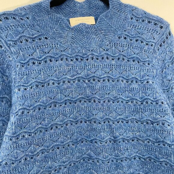 Like New Sezane Lya Mohair Merino Scallop Knit Sweater Blue XS - Picture 4 of 7